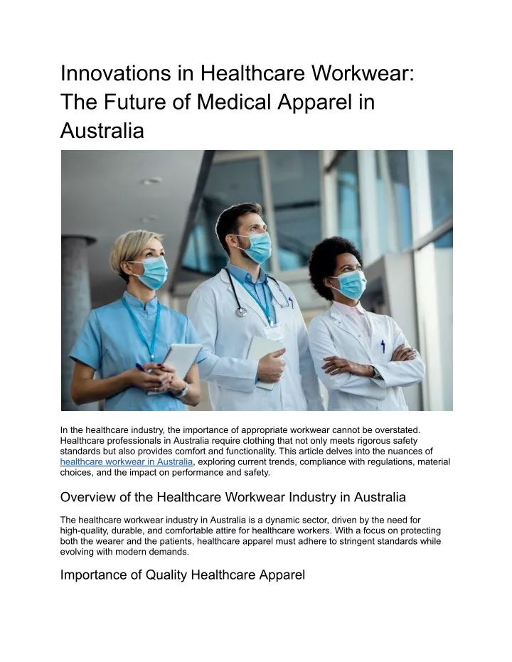 innovations in healthcare workwear the future