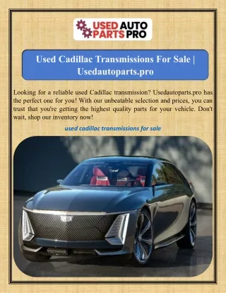 Used Cadillac Transmissions For Sale Usedautoparts.pro