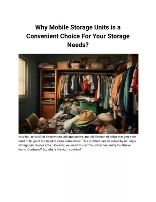 why mobile storage units is a convenient choice