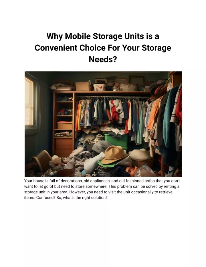 why mobile storage units is a convenient choice