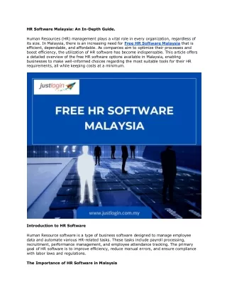 Free HR Software Malaysia: Streamline Your HR Management