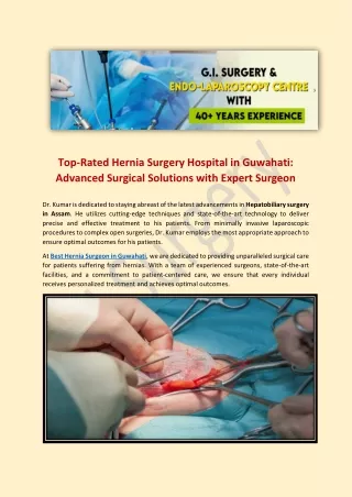 Top Hernia Surgery Hospital in Guwahati - Expert Care and Advanced Treatment