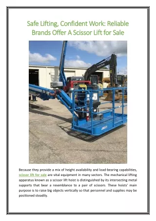 Safe Lifting Confident Work Reliable Brands Offer A Scissor Lift for Sale