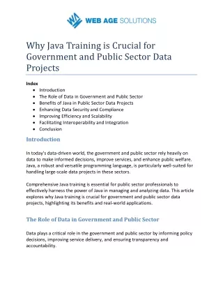 Why Java Training is Crucial for Government and Public Sector Data Projects