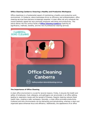 Office Cleaning Canberra Enhancing Workplace Health and Boosting Productivity.