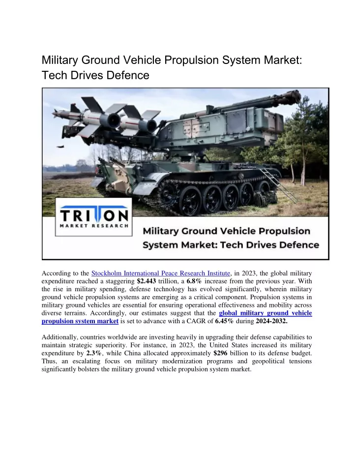 military ground vehicle propulsion system market