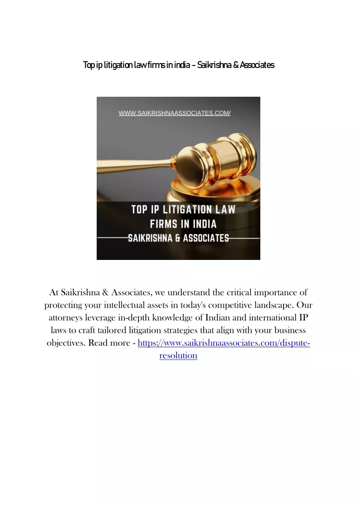 top ip litigation law firm s in india saikrishna