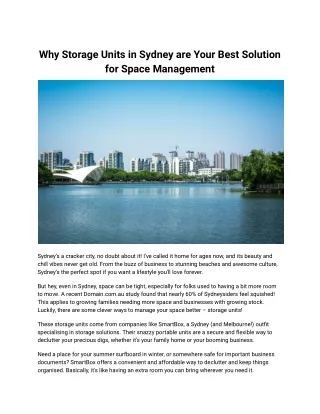 why storage units in sydney are your best