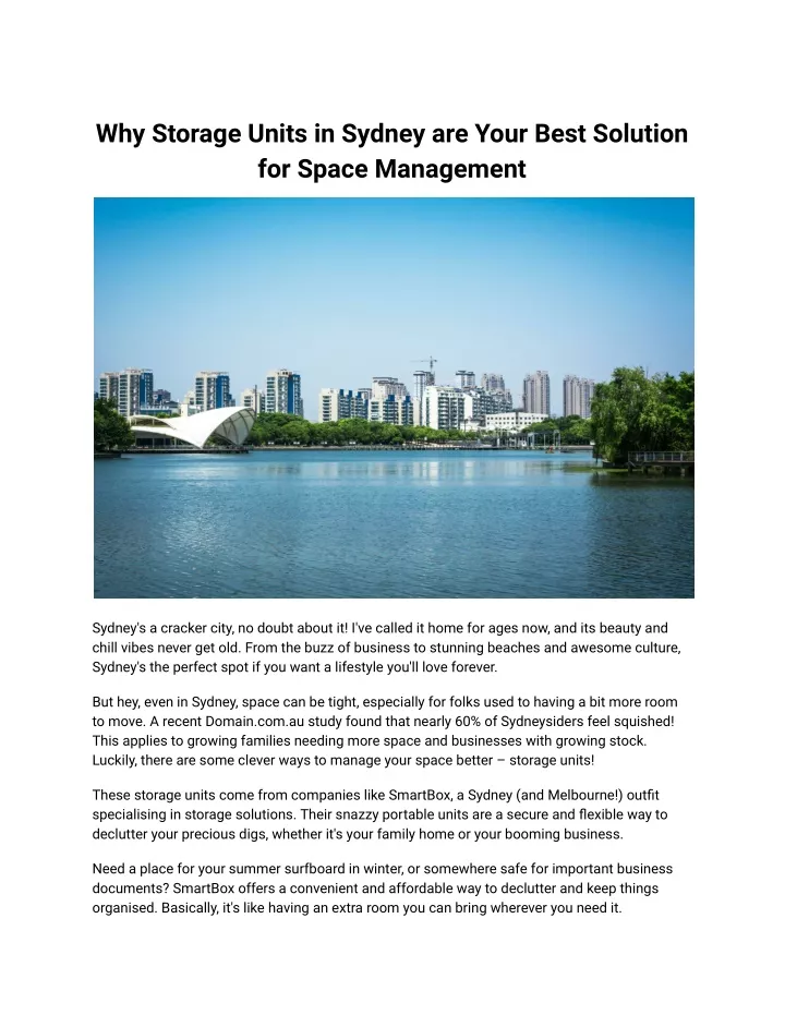 why storage units in sydney are your best