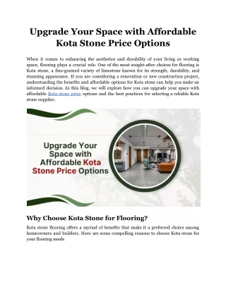 Upgrade Your Space with Affordable Kota Stone Price Options