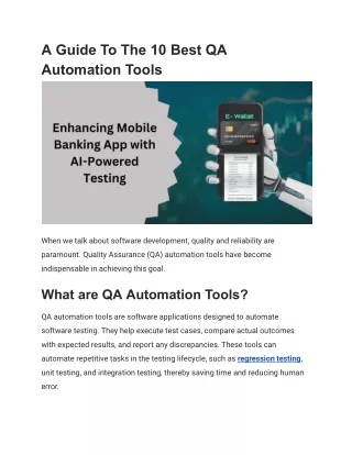 A Guide To The 10 Best QA Automation Tools