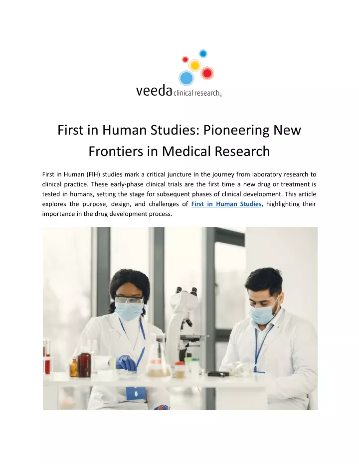 first in human studies pioneering new frontiers