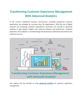 Transforming Customer Experience Management With Advanced Analytics