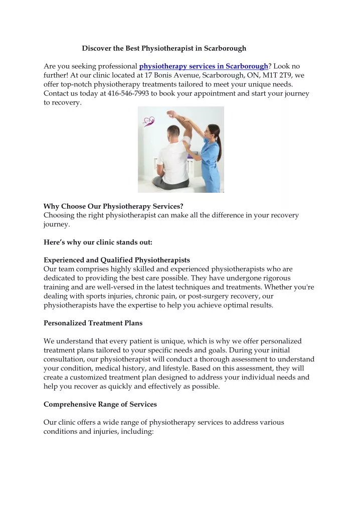 discover the best physiotherapist in scarborough