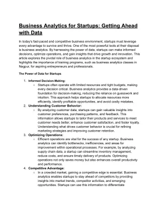 Business Analytics for Startups_ Getting Ahead with Data