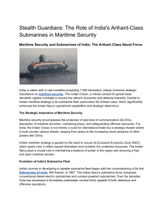 Stealth Guardians_ The Role of India's Arihant-Class Submarines in Maritime Security