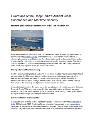 Guardians of the Deep_ India's Arihant Class Submarines and Maritime Security