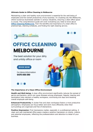 Refresh Your Workspace Office Cleaning Services in Melbourne