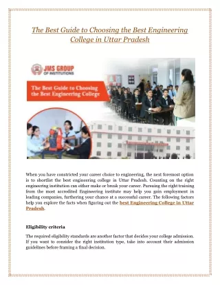 The Best Guide to Choosing the Best Engineering College in Uttar Pradesh