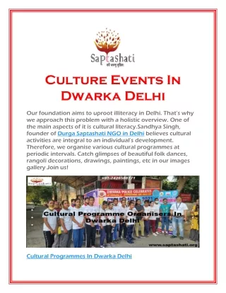 Culture Events In Dwarka Delhi