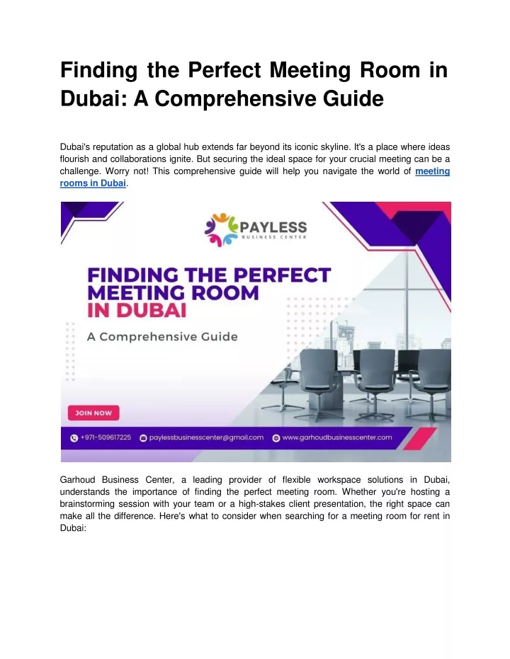 finding the perfect meeting room in dubai a comprehensive guide