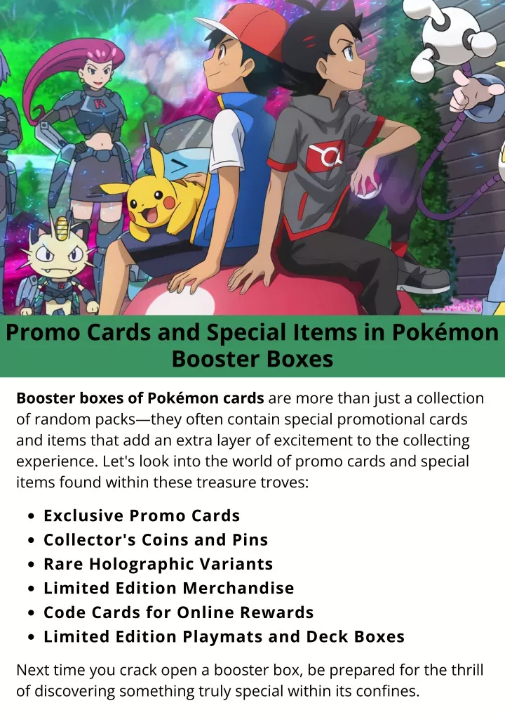 promo cards and special items in pok mon booster