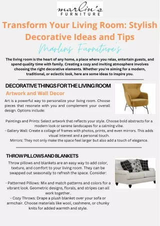 Elevate Your Living Room Decorative Collection with Marlins Furniture's