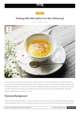 How Does Milk with Saffron Enhance Skin Whitening?