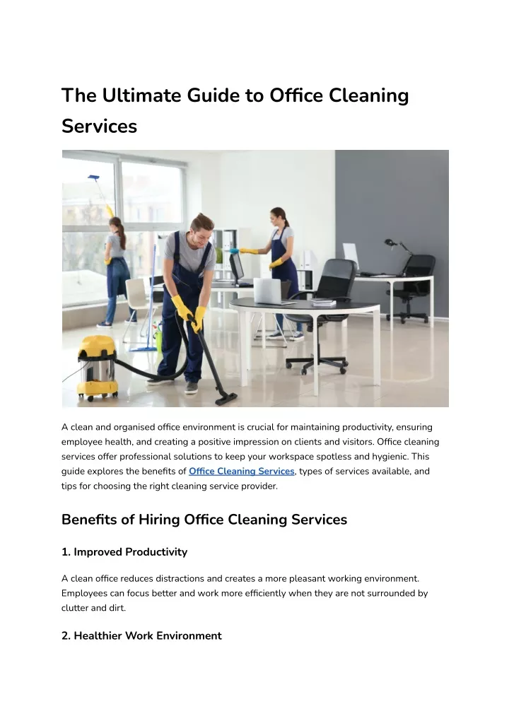 the ultimate guide to office cleaning services