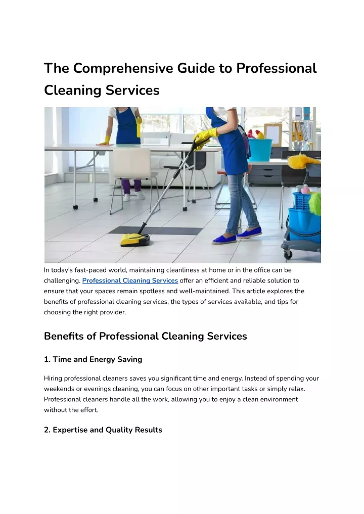 the comprehensive guide to professional cleaning