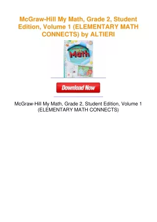 McGraw-Hill My Math, Grade 2, Student Edition, Volume 1 (ELEMENTARY MATH