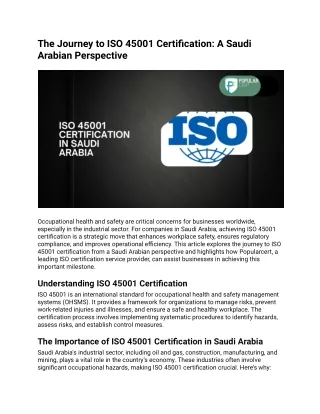 The Journey to ISO 45001 Certification_ A Saudi Arabian Perspective