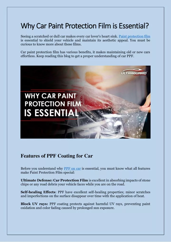 why car paint protection film is essential