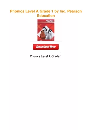 Phonics Level A Grade 1 by Inc. Pearson Education