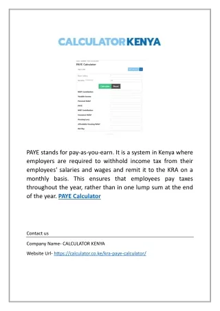 PAYE Calculator