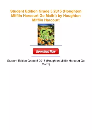 Student Edition Grade 5 2015 (Houghton Mifflin Harcourt Go Math!) by