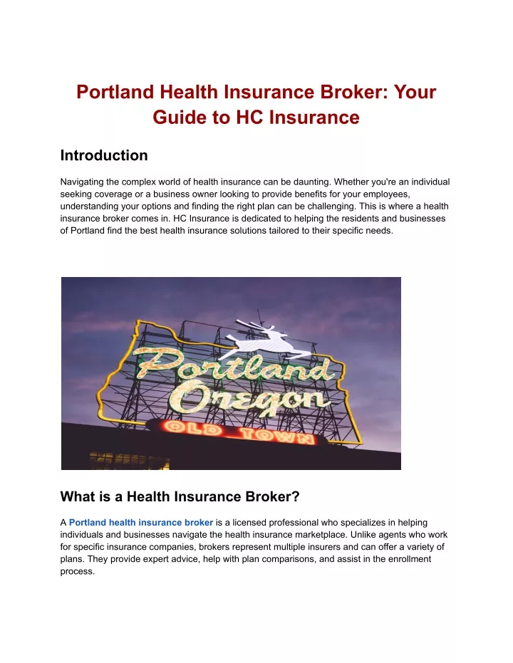 portland health insurance broker your guide