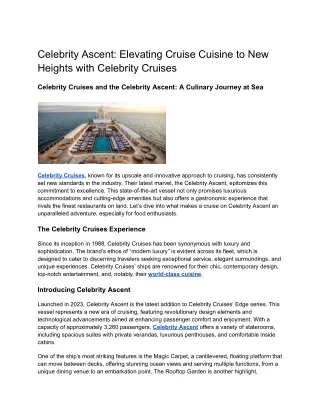 Celebrity Ascent_ Elevating Cruise Cuisine to New Heights with Celebrity Cruises