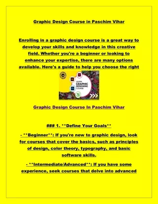 Graphic Design Course in Paschim Vihar