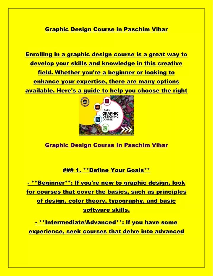 graphic design course in paschim vihar