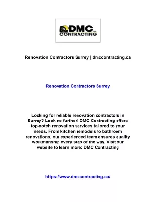 Renovation Contractors Surrey | dmccontracting.ca