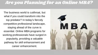 Are you Planning for an Online MBA