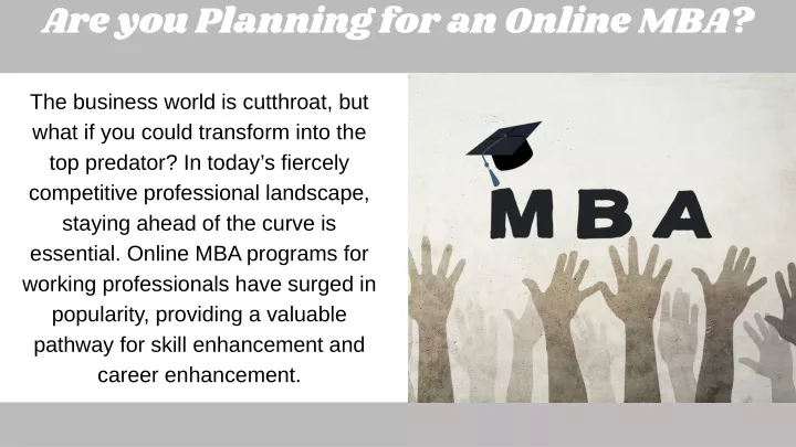 are you planning for an online mba