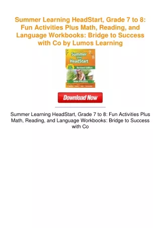 Summer Learning HeadStart, Grade 7 to 8: Fun Activities Plus Math,