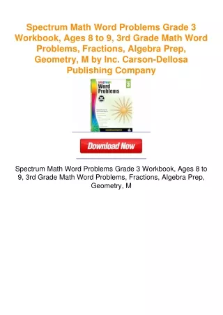 Spectrum Math Word Problems Grade 3 Workbook, Ages 8 to 9, 3rd Grade Math