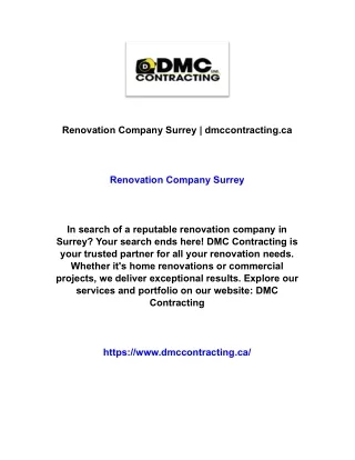 Renovation Company Surrey | dmccontracting.ca