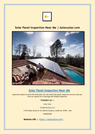 Solar Panel Inspection Near Me | Aztecsolar.com