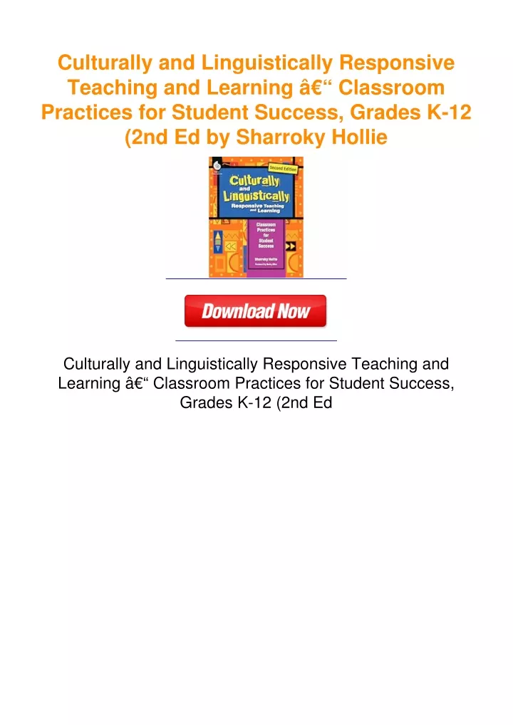 PPT - Culturally And Linguistically Responsive Teaching And Learning â ...