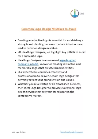 Common Logo Design Mistakes to Avoid by Ideal Logo Designer