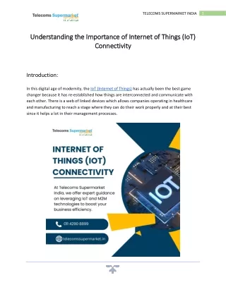 Internet of Things (IoT) Connectivity